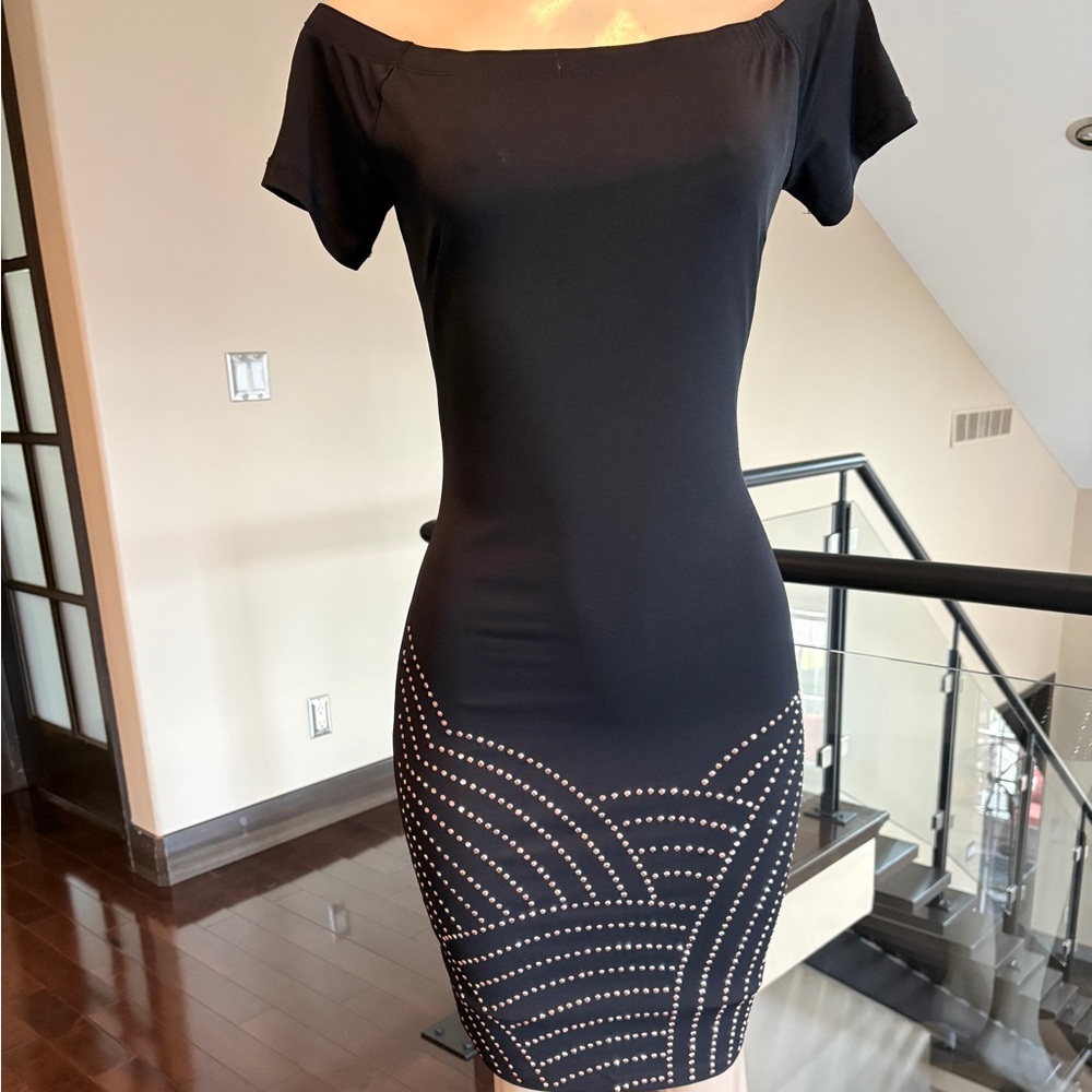 Le Chateau black studded dress